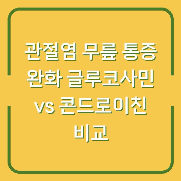 관절염 무릎 통증 완화 글루코사민 vs 콘드로이친 비교