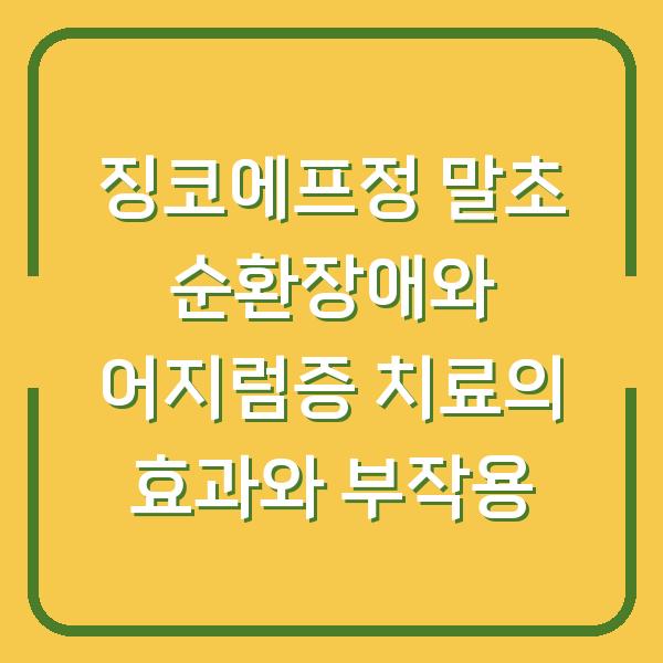 징코에프정 말초 순환장애와 어지럼증 치료의 효과와 부작용