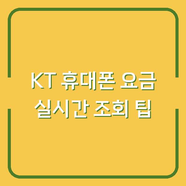 KT 휴대폰 요금 실시간 조회 팁