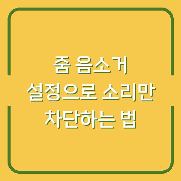 줌 음소거 설정으로 소리만 차단하는 법