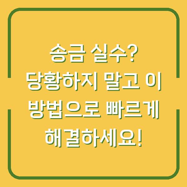 송금 실수? 당황하지 말고 이 방법으로 빠르게 해결하세요!