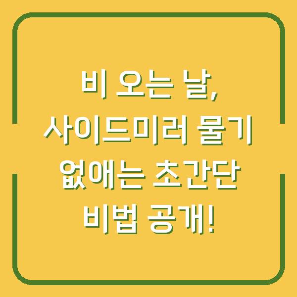비 오는 날, 사이드미러 물기 없애는 초간단 비법 공개!