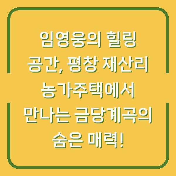 임영웅의 힐링 공간, 평창 재산리 농가주택에서 만나는 금당계곡의 숨은 매력!