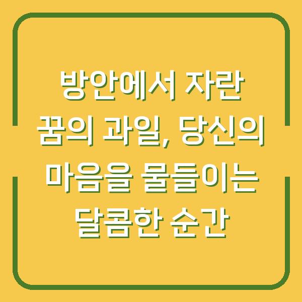방안에서 자란 꿈의 과일, 당신의 마음을 물들이는 달콤한 순간