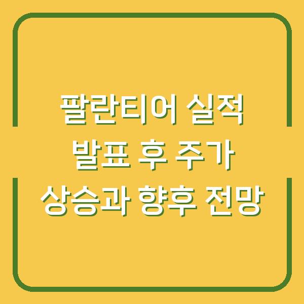 팔란티어 실적 발표 후 주가 상승과 향후 전망