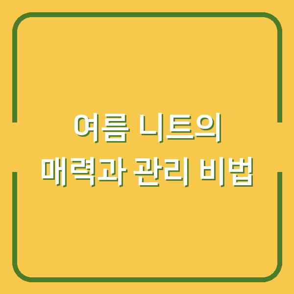 여름 니트의 매력과 관리 비법