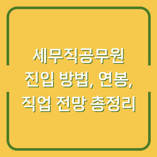 세무직공무원 진입 방법, 연봉, 직업 전망 총정리
