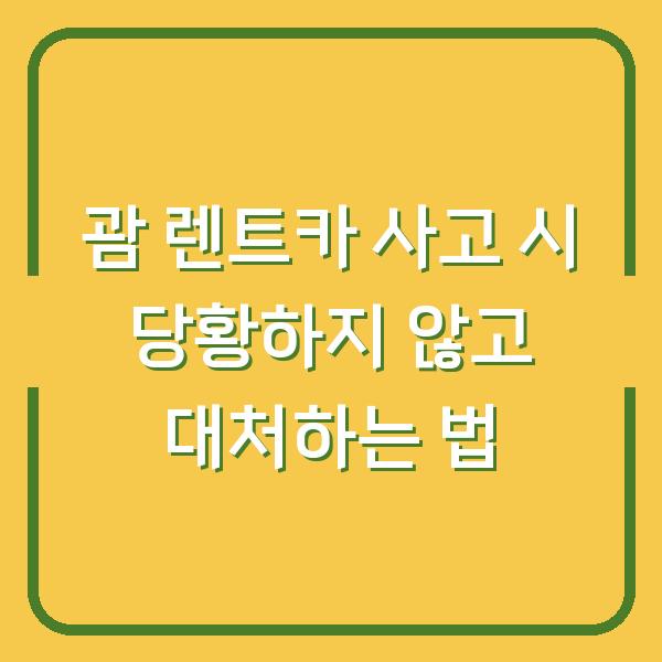 괌 렌트카 사고 시 당황하지 않고 대처하는 법