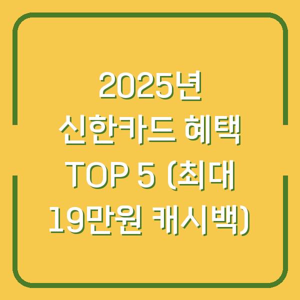 2025년 신한카드 혜택 TOP 5 (최대 19만원 캐시백)