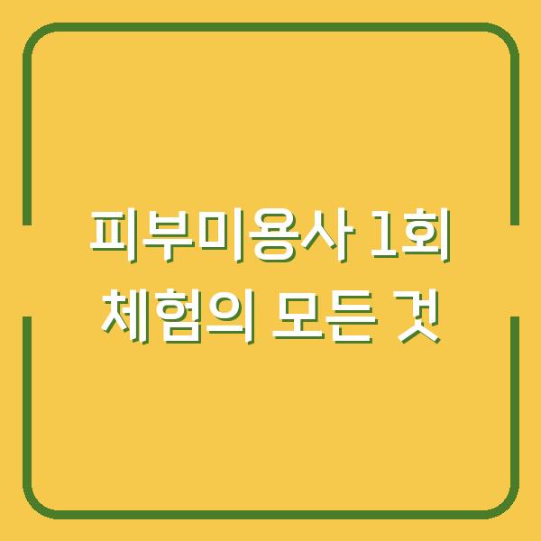 피부미용사 1회 체험의 모든 것
