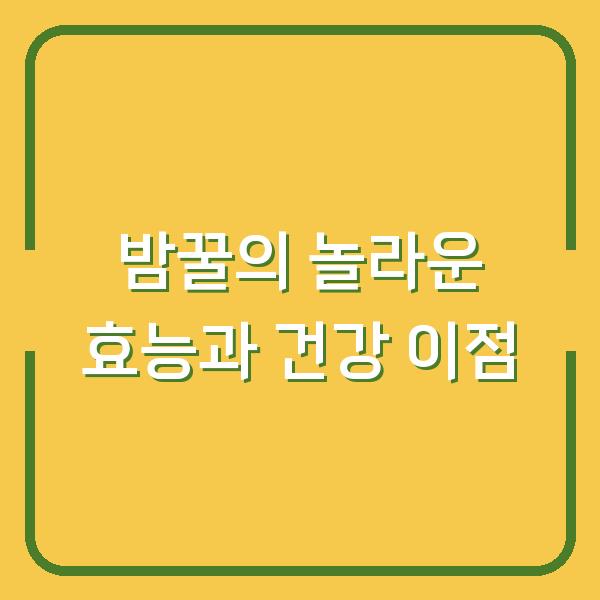 밤꿀의 놀라운 효능과 건강 이점