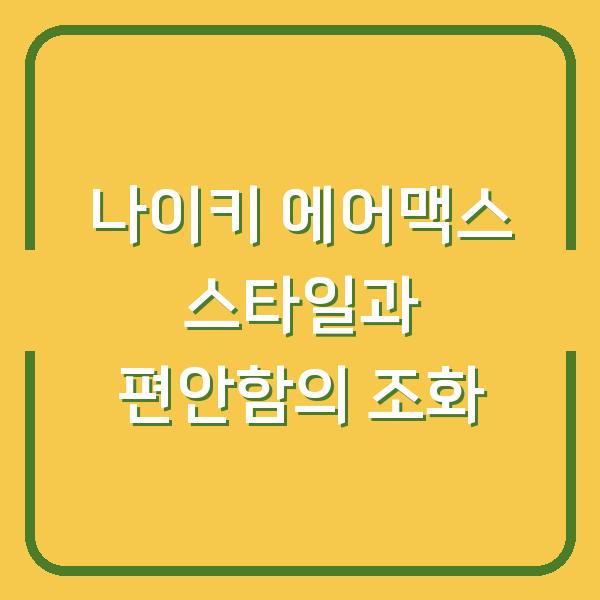 나이키 에어맥스 스타일과 편안함의 조화