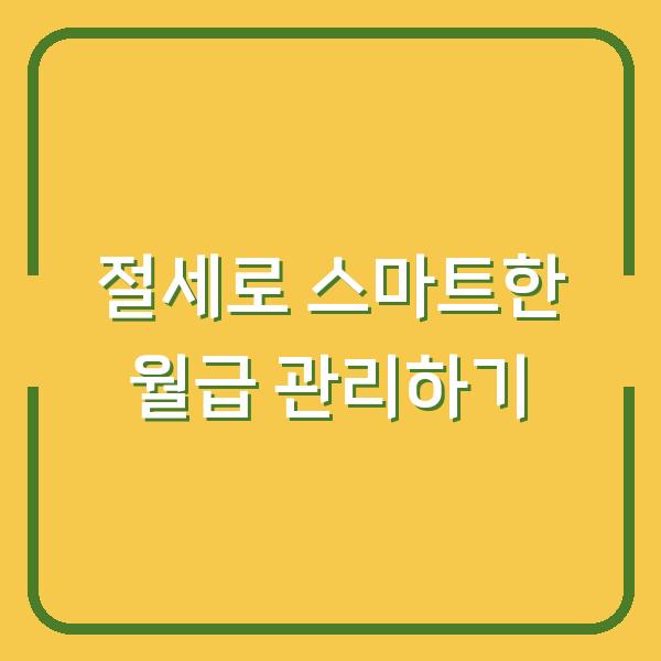 절세로 스마트한 월급 관리하기