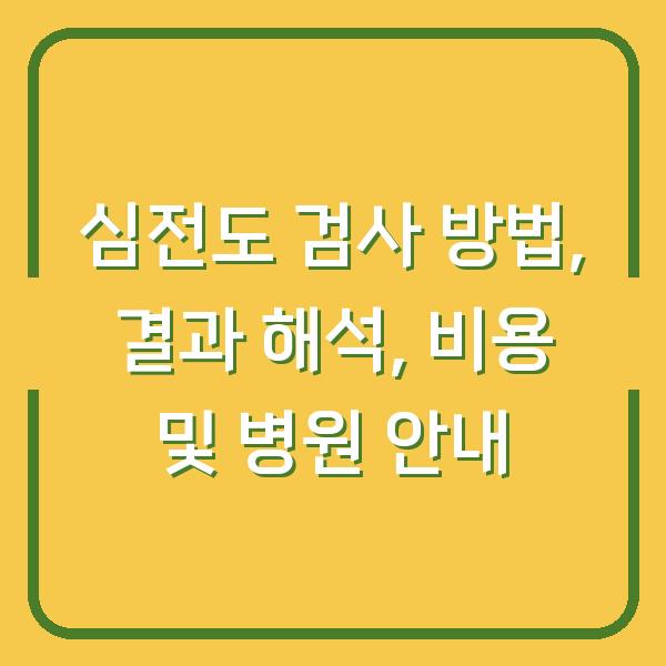 심전도 검사 방법, 결과 해석, 비용 및 병원 안내