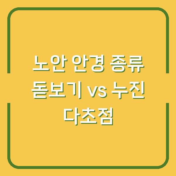 노안 안경 종류 돋보기 vs 누진 다초점