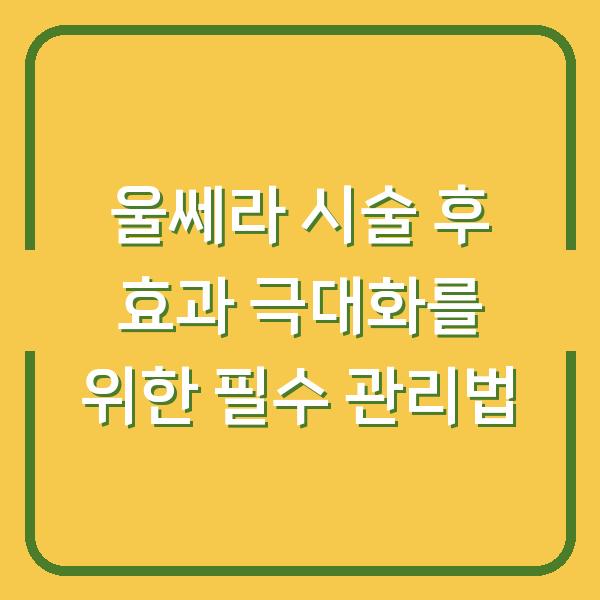 울쎄라 시술 후 효과 극대화를 위한 필수 관리법