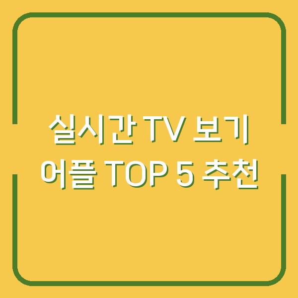 실시간 TV 보기 어플 TOP 5 추천