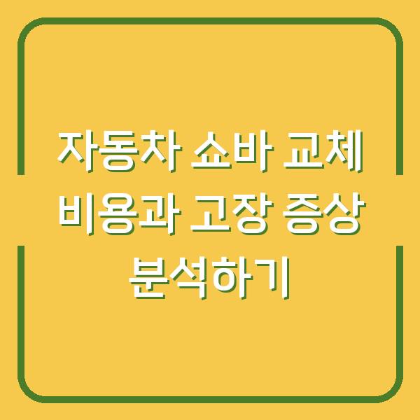 자동차 쇼바 교체 비용과 고장 증상 분석하기