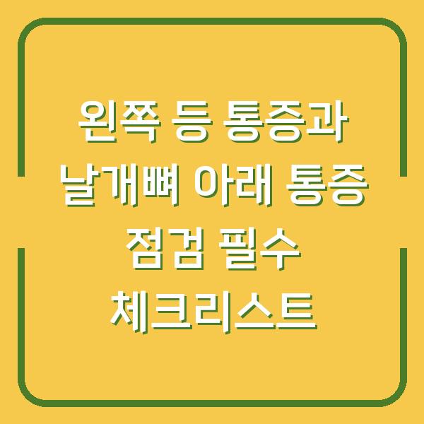 왼쪽 등 통증과 날개뼈 아래 통증 점검 필수 체크리스트