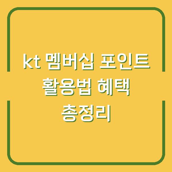 kt 멤버십 포인트 활용법 혜택 총정리