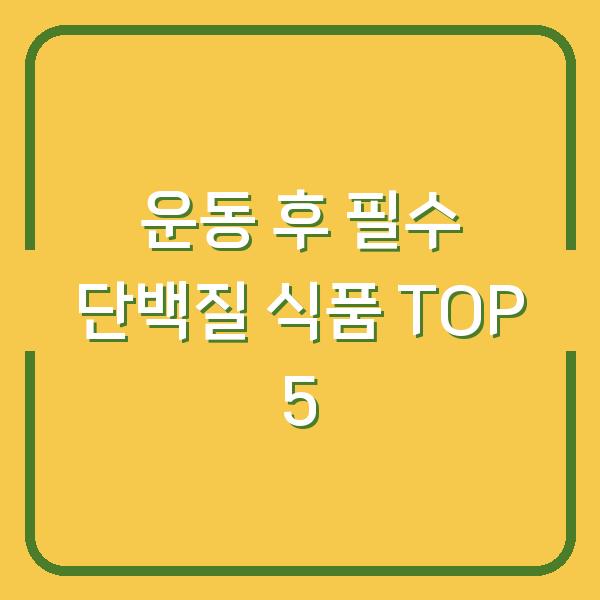 운동 후 필수 단백질 식품 TOP 5