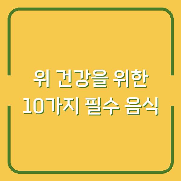 위 건강을 위한 10가지 필수 음식
