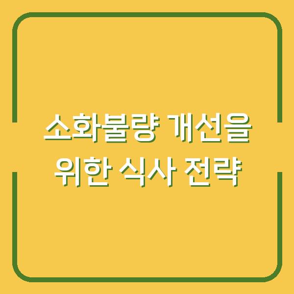 소화불량 개선을 위한 식사 전략
