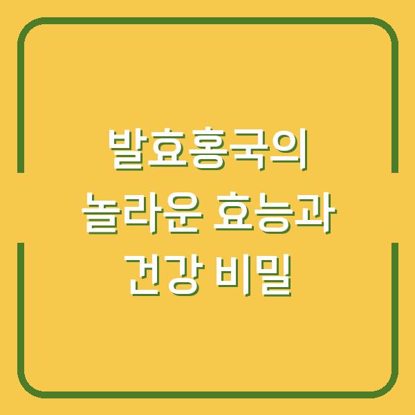발효홍국의 놀라운 효능과 건강 비밀