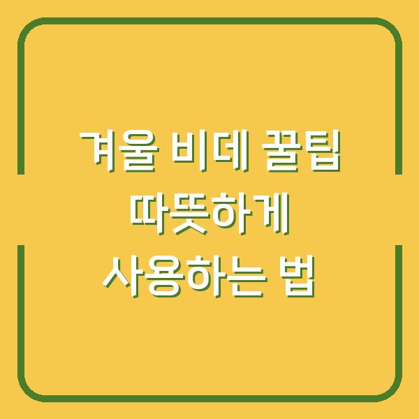 겨울 비데 꿀팁 따뜻하게 사용하는 법
