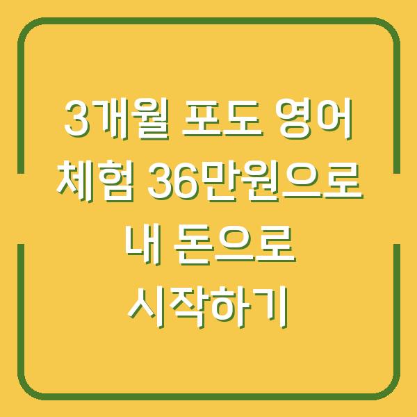 3개월 포도 영어 체험 36만원으로 내 돈으로 시작하기