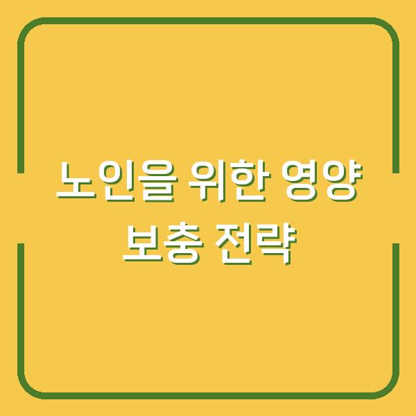 노인을 위한 영양 보충 전략