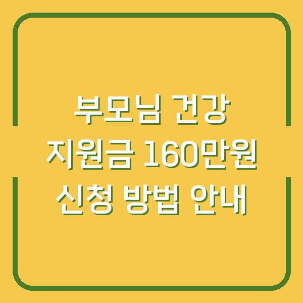 부모님 건강 지원금 160만원 신청 방법 안내