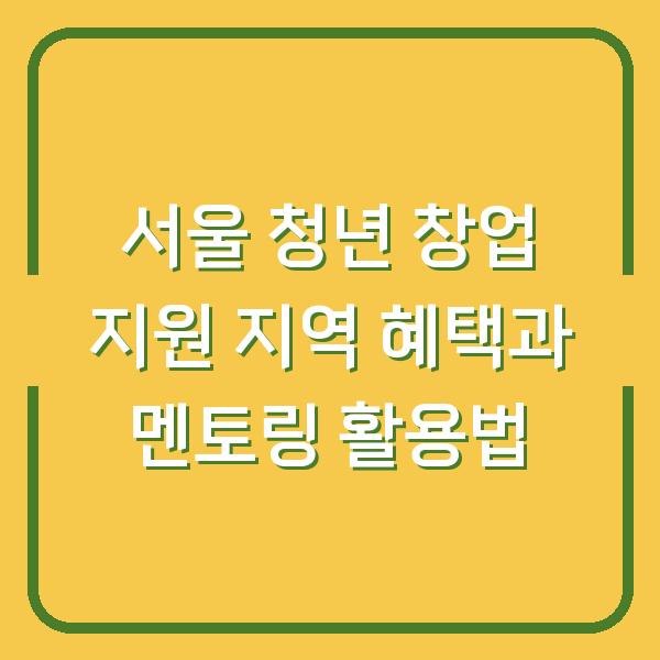 서울 청년 창업 지원 지역 혜택과 멘토링 활용법