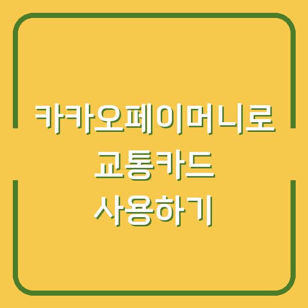 카카오페이머니로 교통카드 사용하기