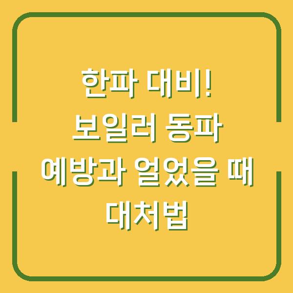 한파 대비! 보일러 동파 예방과 얼었을 때 대처법