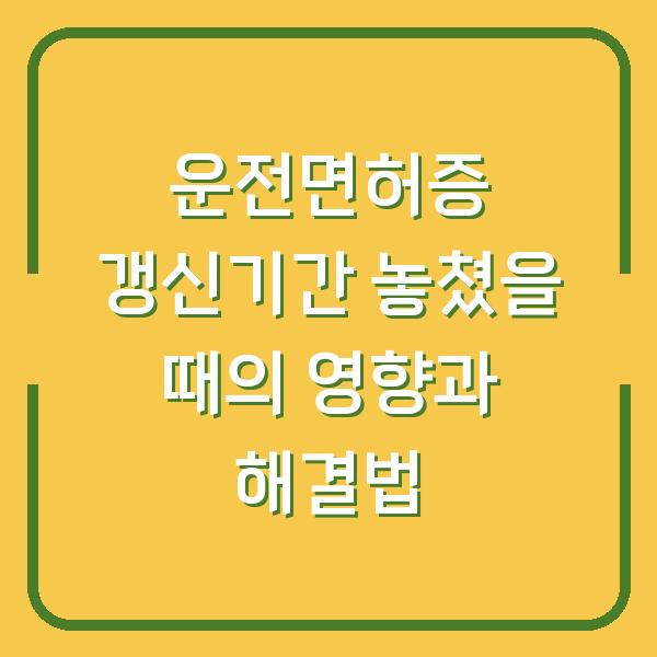 운전면허증 갱신기간 놓쳤을 때의 영향과 해결법