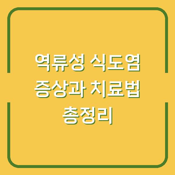 역류성 식도염 증상과 치료법 총정리