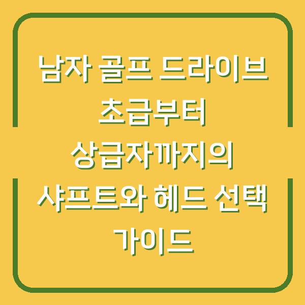 남자 골프 드라이브 초급부터 상급자까지의 샤프트와 헤드 선택 가이드