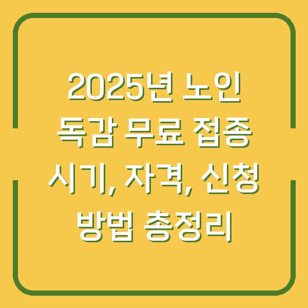 2025년 노인 독감 무료 접종 시기, 자격, 신청 방법 총정리