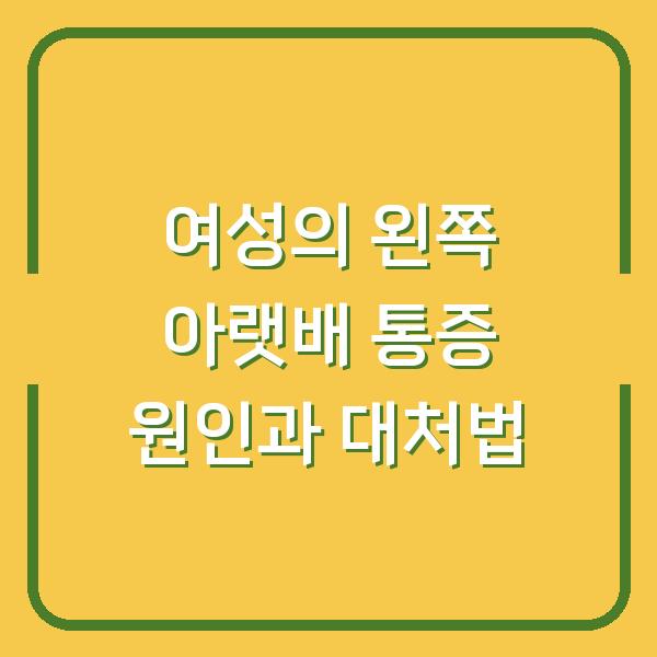 여성의 왼쪽 아랫배 통증 원인과 대처법