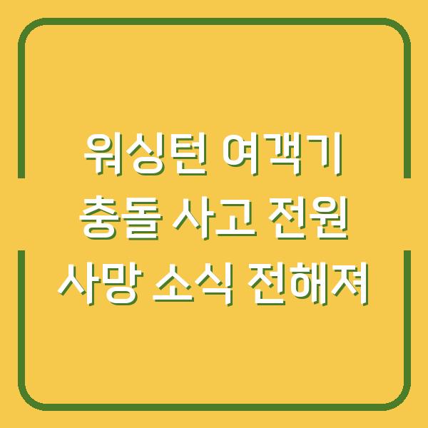 워싱턴 여객기 충돌 사고 전원 사망 소식 전해져