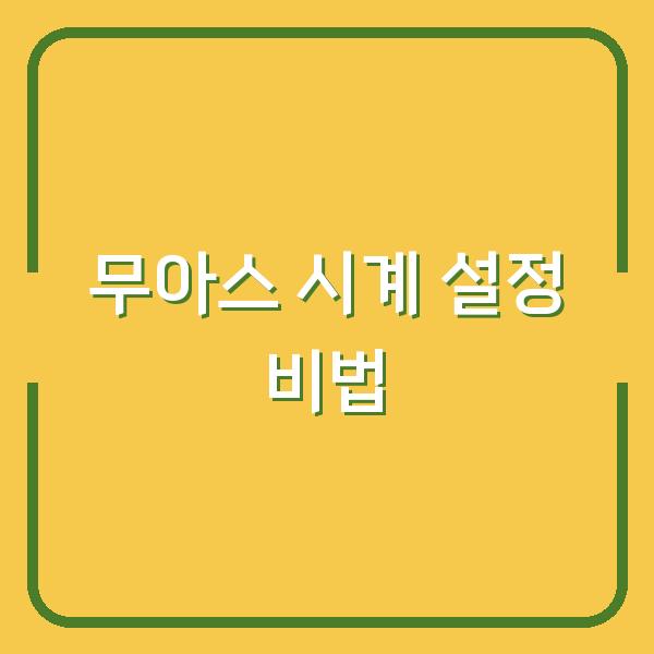 무아스 시계 설정 비법