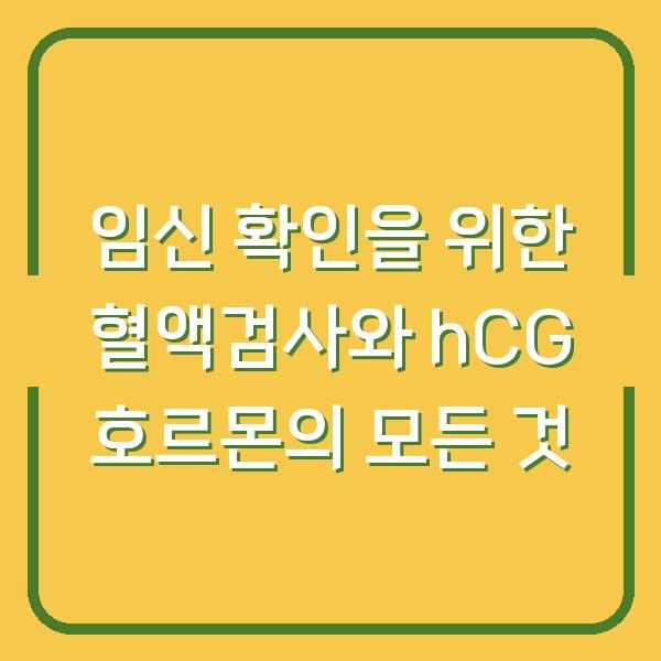 임신 확인을 위한 혈액검사와 hCG 호르몬의 모든 것