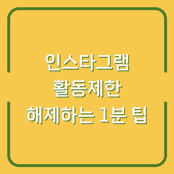 인스타그램 활동제한 해제하는 1분 팁