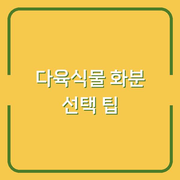 다육식물 화분 선택 팁