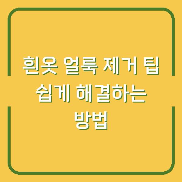 흰옷 얼룩 제거 팁 쉽게 해결하는 방법
