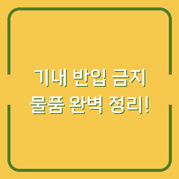 기내 반입 금지 물품 완벽 정리!