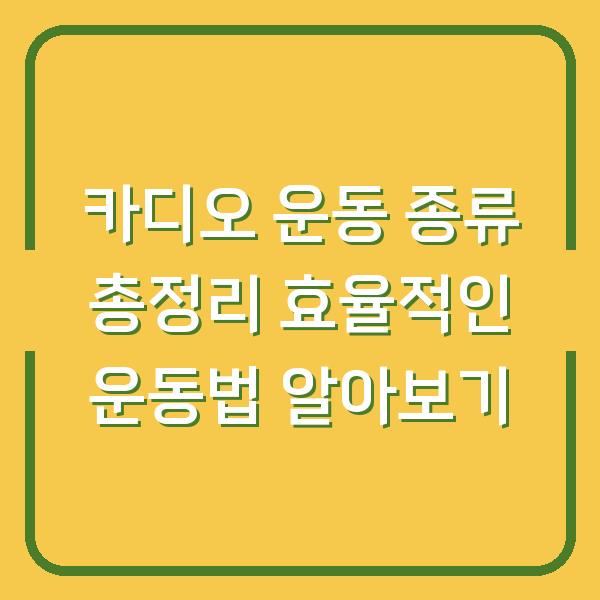 카디오 운동 종류 총정리 효율적인 운동법 알아보기