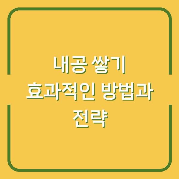 내공 쌓기 효과적인 방법과 전략