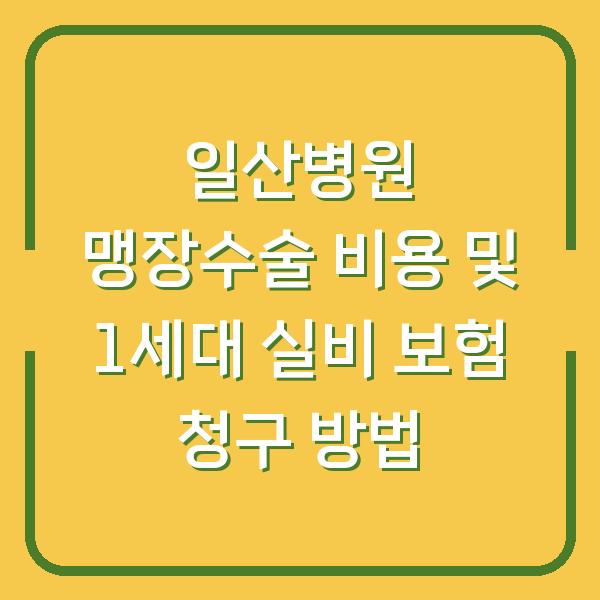 일산병원 맹장수술 비용 및 1세대 실비 보험 청구 방법